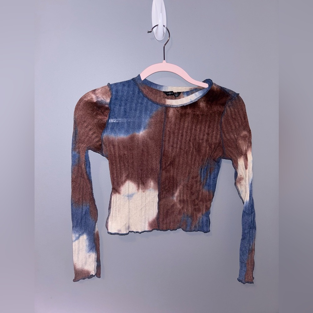 Long sleeve Multicolored Cropped Shirt